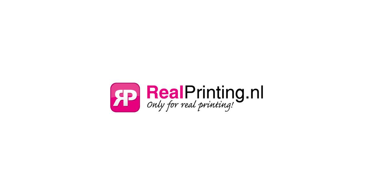 Logo RealPrinting met een witte achtergrond